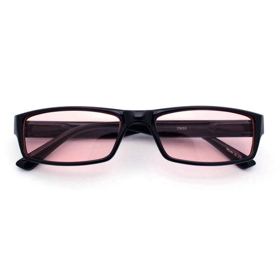 SA106 Mens Hippie Pimp Color Lens Narrow Rectangular Black Frame Sunglasses Pink