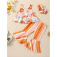 thumbnail image 2 of Bagilaanoe 3pcs Toddler Baby Girl Long Pants Set Floral Sleeveless Tank Tops + Rainbow Flare Trousers + Headband 6M 12M 18M 24M 3T 4T 5T Kids Casual Outfits, 2 of 9