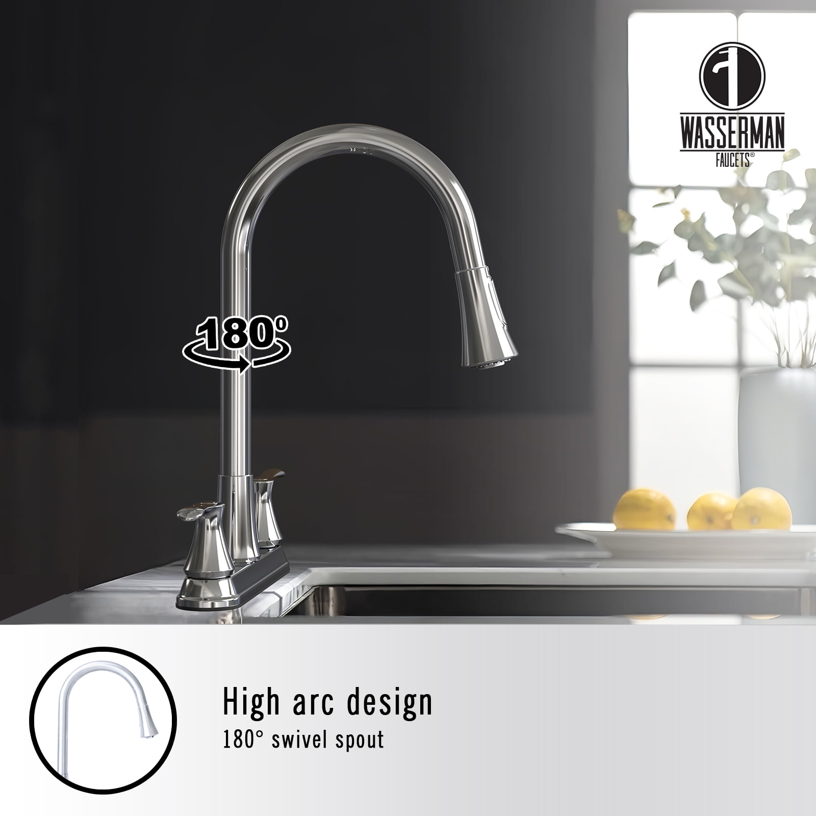 Wasserman 22167043 - Kitchen Sink Faucet Double Handle Pull