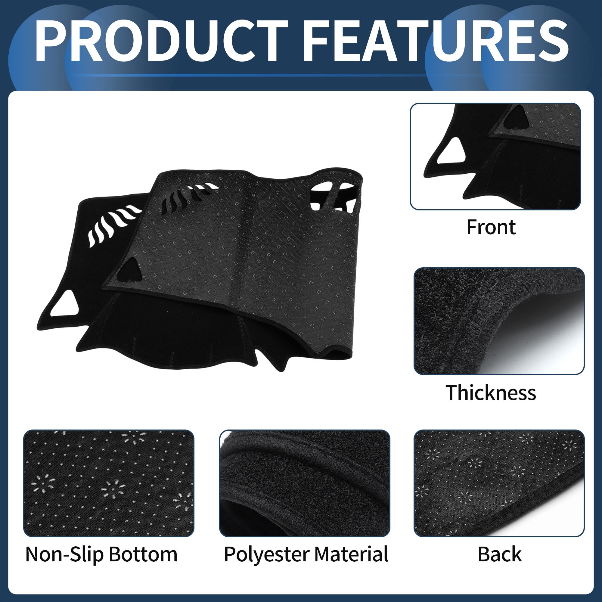 Dashboard Cover Dash Cover Mat Carpet for Chevy Equinox 2018-2022 Polyester Black