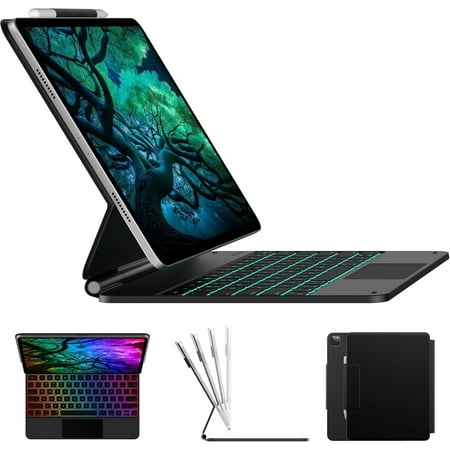 typecase Keyboard Case for iPad Air 13 (M3 2025 / M2 2024), iPad Pro 12.9 inch(6th/5th/4th/3rd Gen) - Wireless with Trackpad, Thin & Backlit, Slim Rugged Folio (Black)