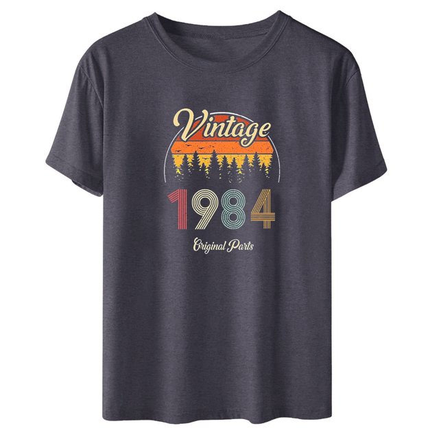 Liamobondopolis - Camiseta vintage de 1984 para mujer, regalo de 40 cumpleaños, con estampado de letras, estilo retro, para fiesta, informal, de manga corta