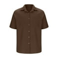 thumbnail image 5 of BiZtdJrK Mens Summer Textured T-Shirts Button Down Short Sleeve Collared Beach Vacation Tops Casual Hawaiian Shirts with Pocket Brown S s, 5 of 7