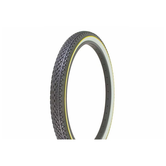 Bike Tire, Bicycle Tire Duro 26 x 2.125 Black/White Side Wall Yellow Line HF-133. 26" Heavy Duty Diamond Tire 26 inch by 2.215 inch.