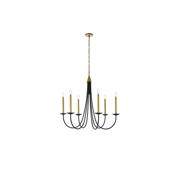 Living District Cohen 36 Inch Pendant In Black And Brass