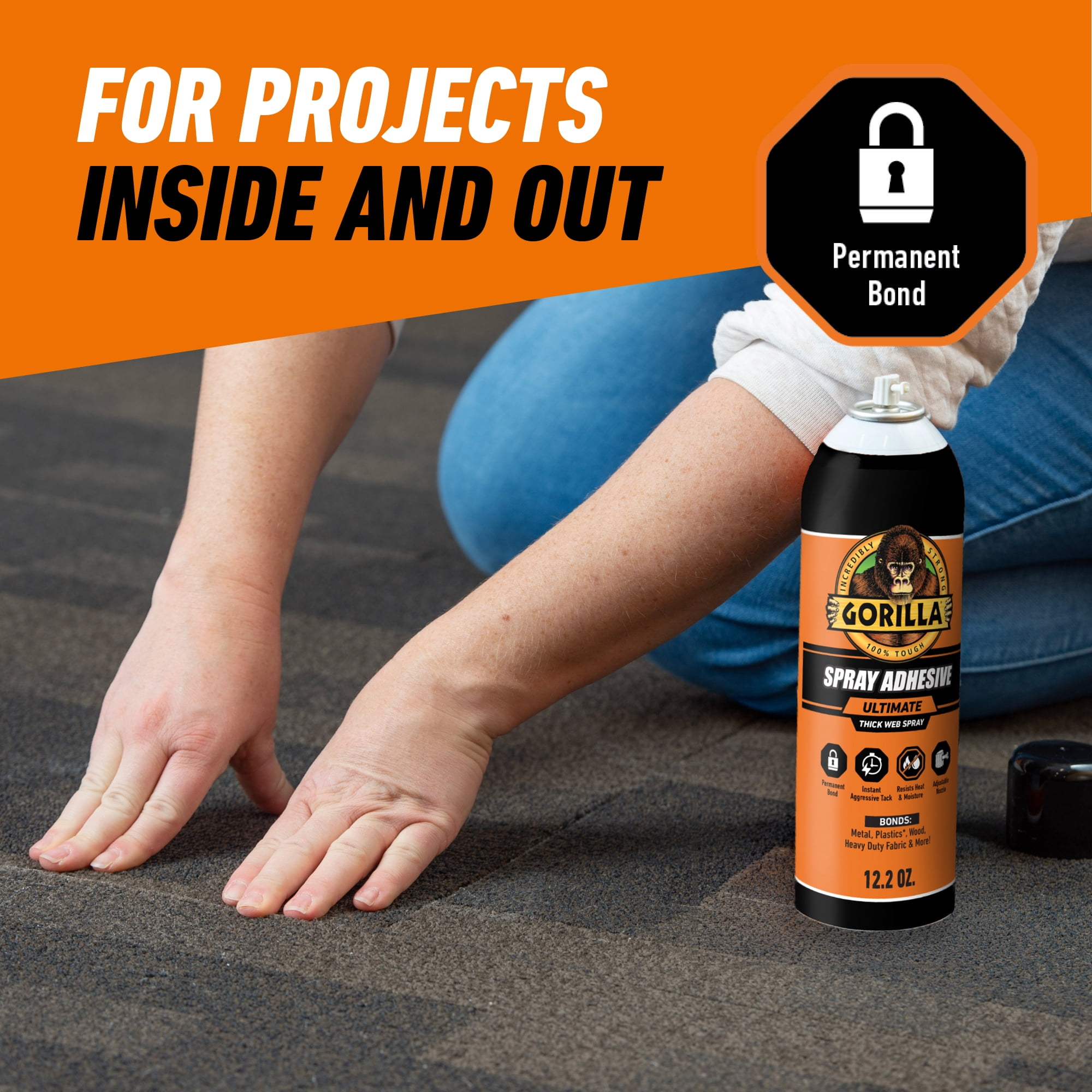 Gorilla Glue HD Contact Adhesive Spray 12.2oz Can Recommended Surface: Hardware