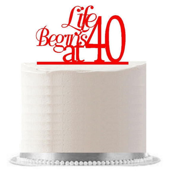 Life Begins at 40 Red Birthday Party Elegant Cake Decoration Topper