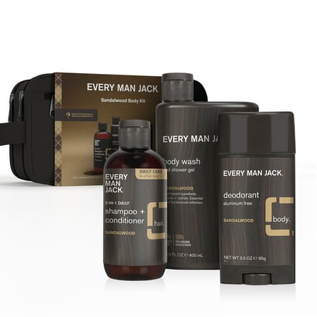 Every Man Jack Sandalwood Bath and Body Holiday Gift Set for Men  Naturally Derived