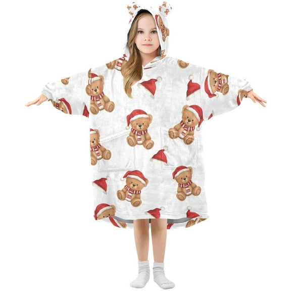 joogoo Wearable Blanket Christmas Bears Hoodie for Oversized Sherpa Hooded 3-14 YR M