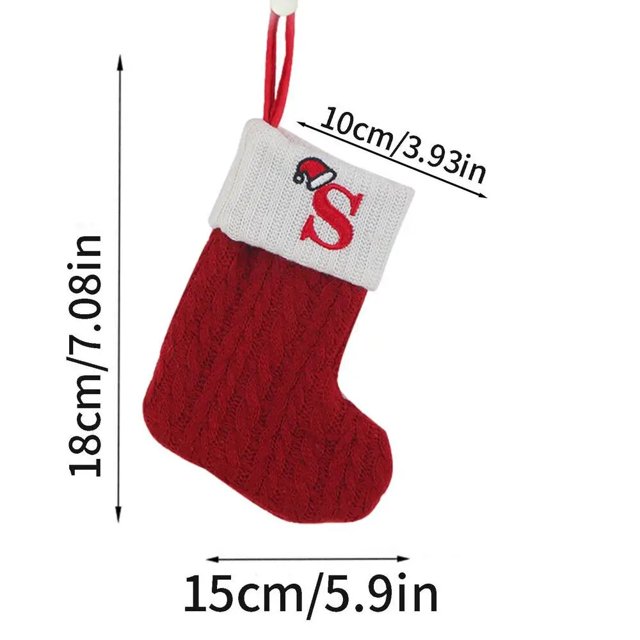 Calcetines de punto con letras de copo de nieve para decoración del hogar, adorno de árbol de Navidad, regalo, 2023, 2024