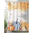 thumbnail image 2 of Fall Shower Curtain Blue Pumpkin Leaves Shower Curtains for Bathroom Thanksgiving Decor, Waterproof Polyester Shower Curtain Set with Hooks, Standard Size 72" x 72" Orange White Vintage, 2 of 6
