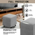 thumbnail image 3 of Ottoman Cover Square Folding Storage Ottoman Slipcovers Jacquard Stretch Cube Footrest Foot Stool Covers Protector with Elastic Band (Medium,Light Gray), 3 of 7
