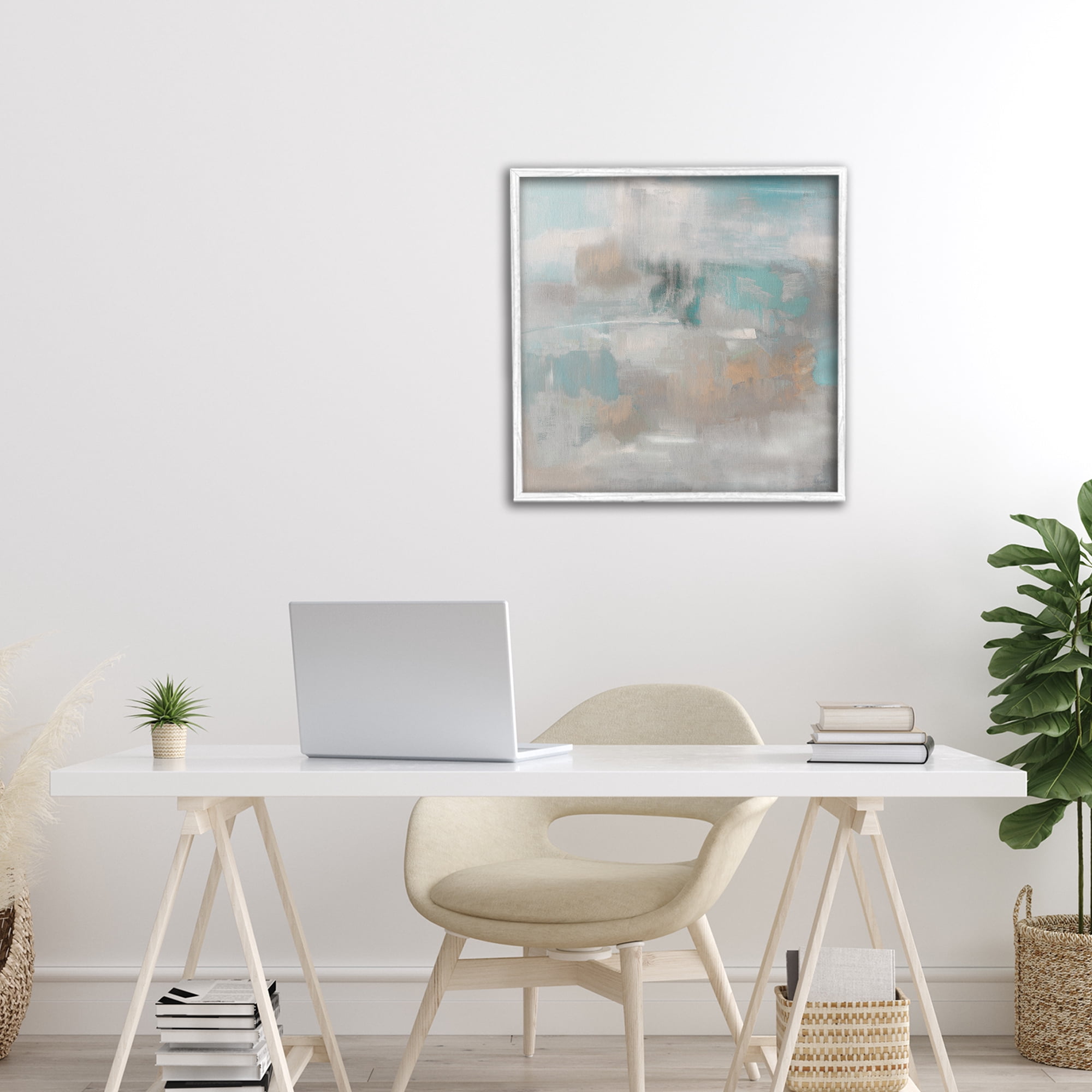 Stupell Industries Serene Soft Abstract Study White Framed Giclee Art, design by Sally Swatland