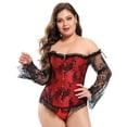 thumbnail image 2 of Vestido de noche europeo y americano con escote en forma de espiga, fruncido en la cintura, abdomen, pecho, cuello recto, manga media, corsé moldeador de cuerpo, 2 of 5