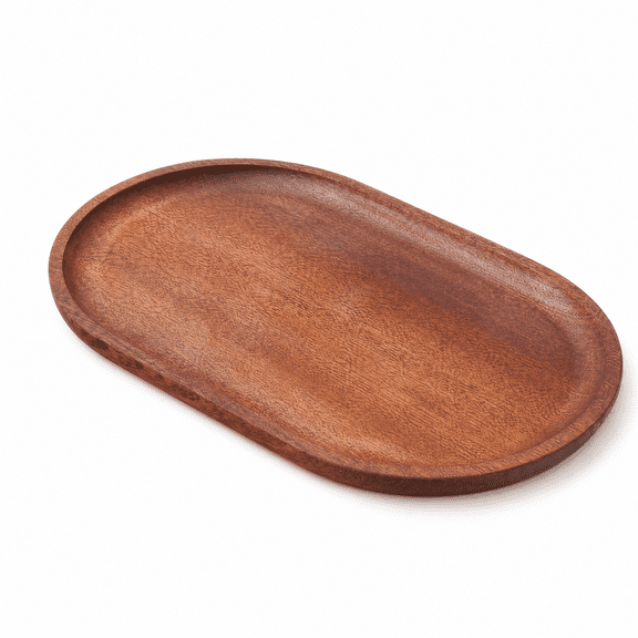 Mini Oval Ebony Wood Multi-Purpose Tray, Brown Wooden Tray for Vanity Storage Dining Serving