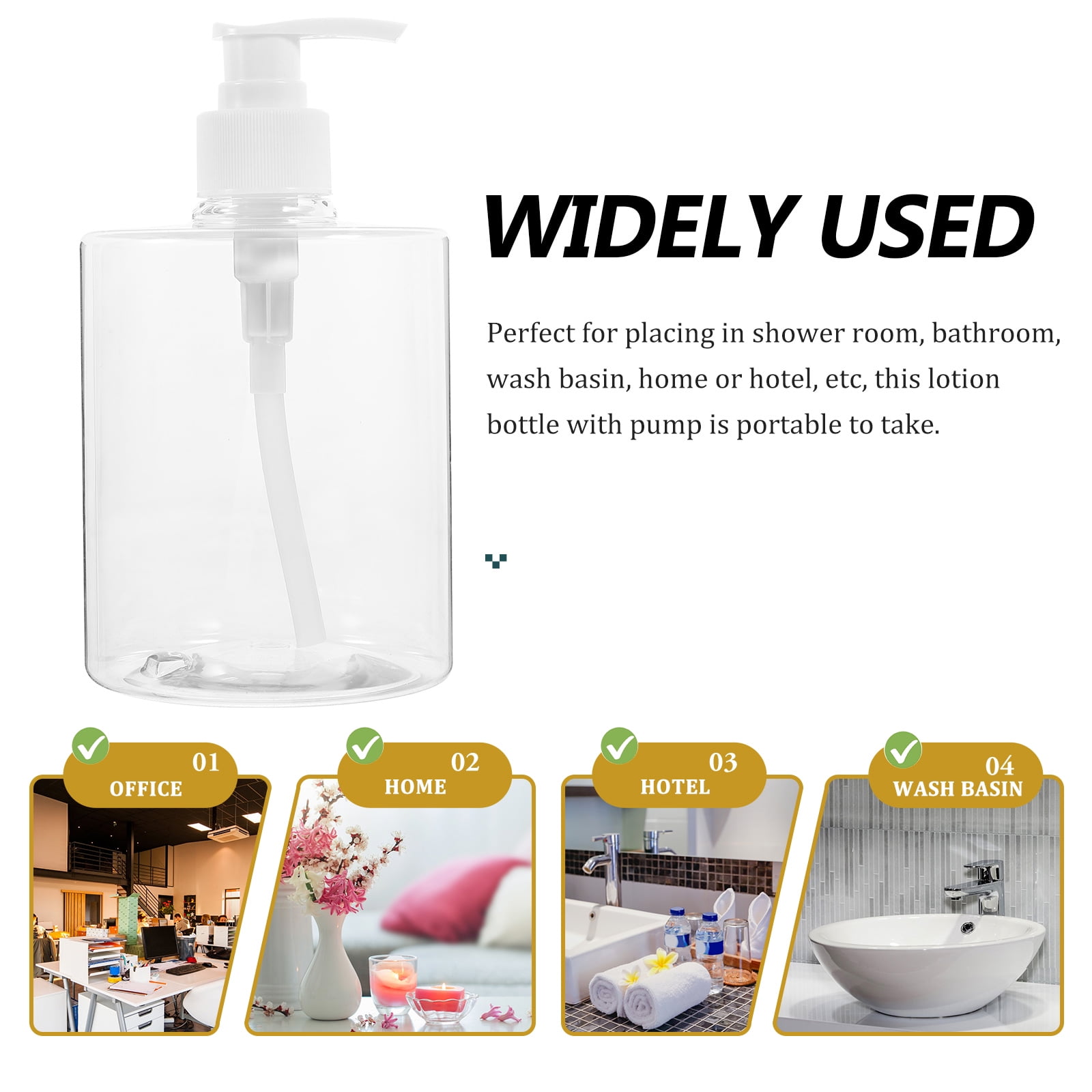 MLINS 16 pcs  Soap Dispensers Refillable Pump Bottles Liquid Soap Dispensers Empty Shampoo Bottles(500ml)