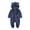Dark Blue, variant on NOKIO Baby Girl Velvet Romper Pants Children's Jumpsuit Autumn And Winter Solid Color Thick Cute Cartoon Long Zipper Plush Climbing Suit Party Birthday Outing