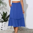 thumbnail image 4 of Aofany Women Plus Size Long Midi Skirts Elastic High Waist A Line Ruffle Swing Beach Midi Skirt, 4 of 8