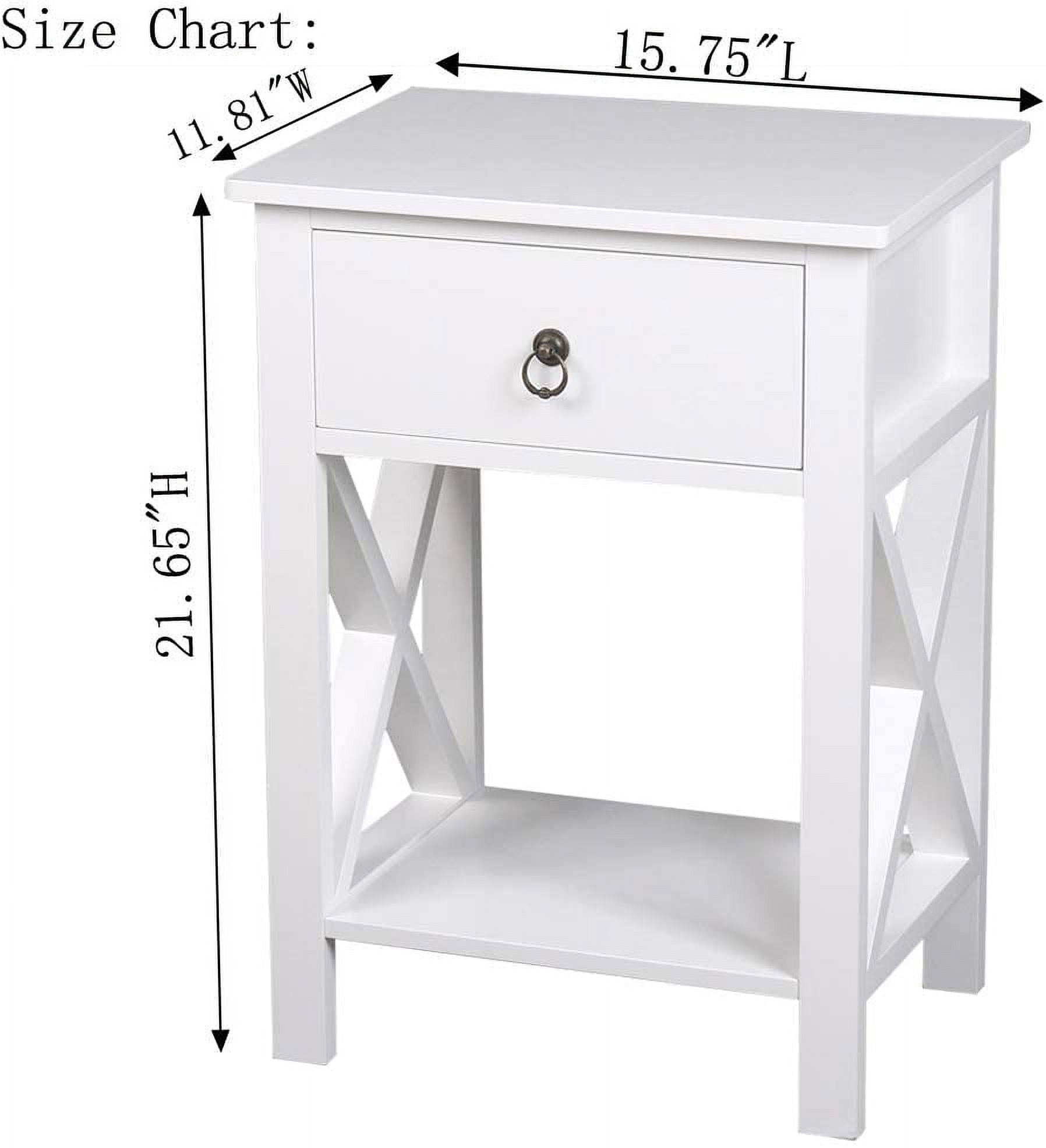 Ktaxon White Wood Beside Table Nightstand with Drawer, Side Storage End Table for Home Office Bedroom Living Room Furniture