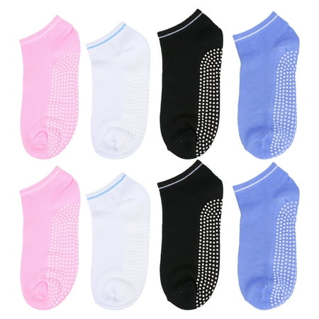 

Rosarivae 4 Pairs of Short Socks Ankle Socks Simple Floor Socks (Black White Pink Blue)