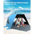 thumbnail image 3 of OutdoorMaster Beach Tent with Blackout Shelter Technology, Portable Sun Shade Shelter 4 Person, Pop Up Beach Tents with UPF 50+ UV Protection, 9.5mm Thick Pole, 3 Ventilating Mesh Windows, 3 of 10