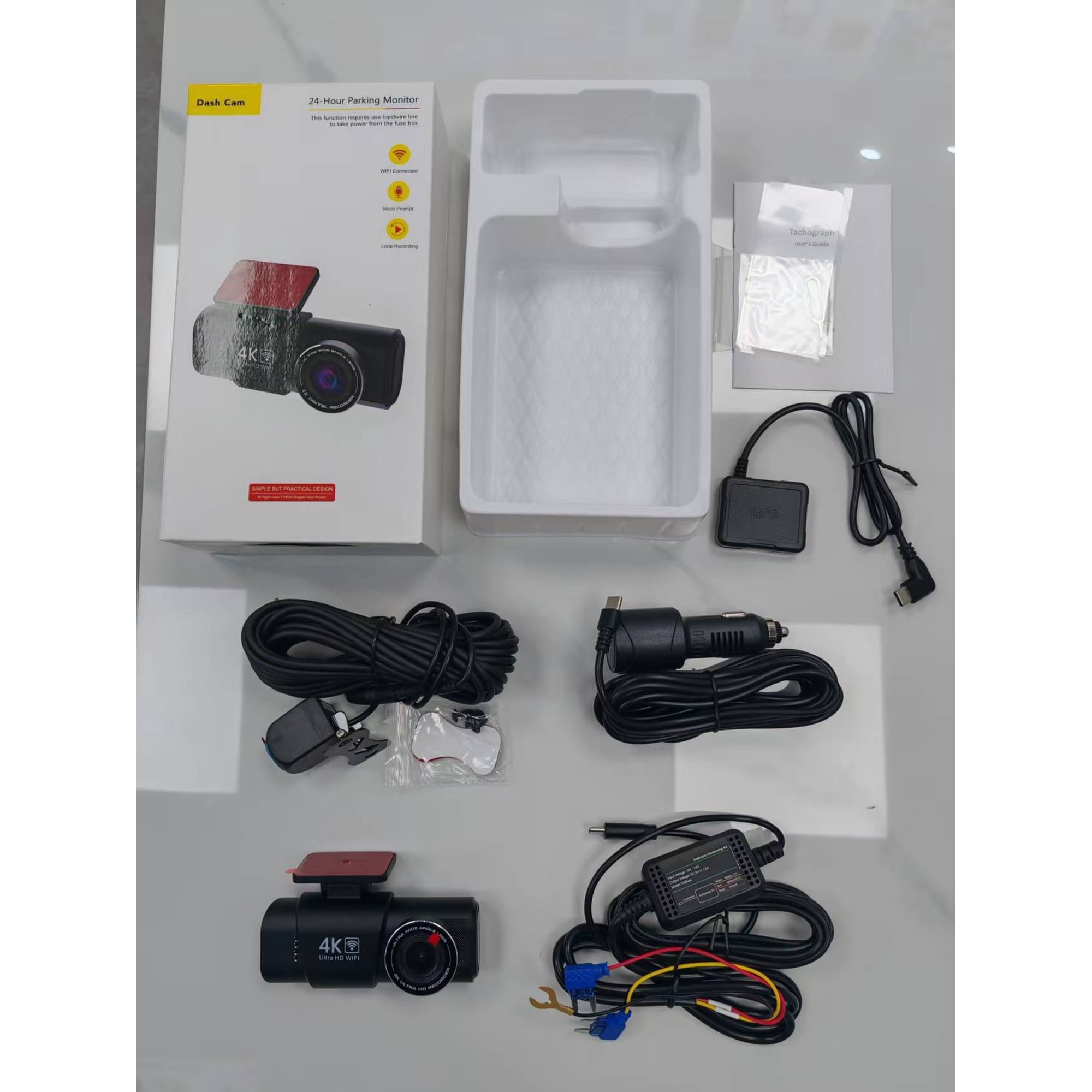 Baguer 4K+1080P Front and Rear Dash Cam With 5G Wifi, Night Vision, 24H Parking Mode, G-Sensor, Loop Recording, 64Gb Card Included