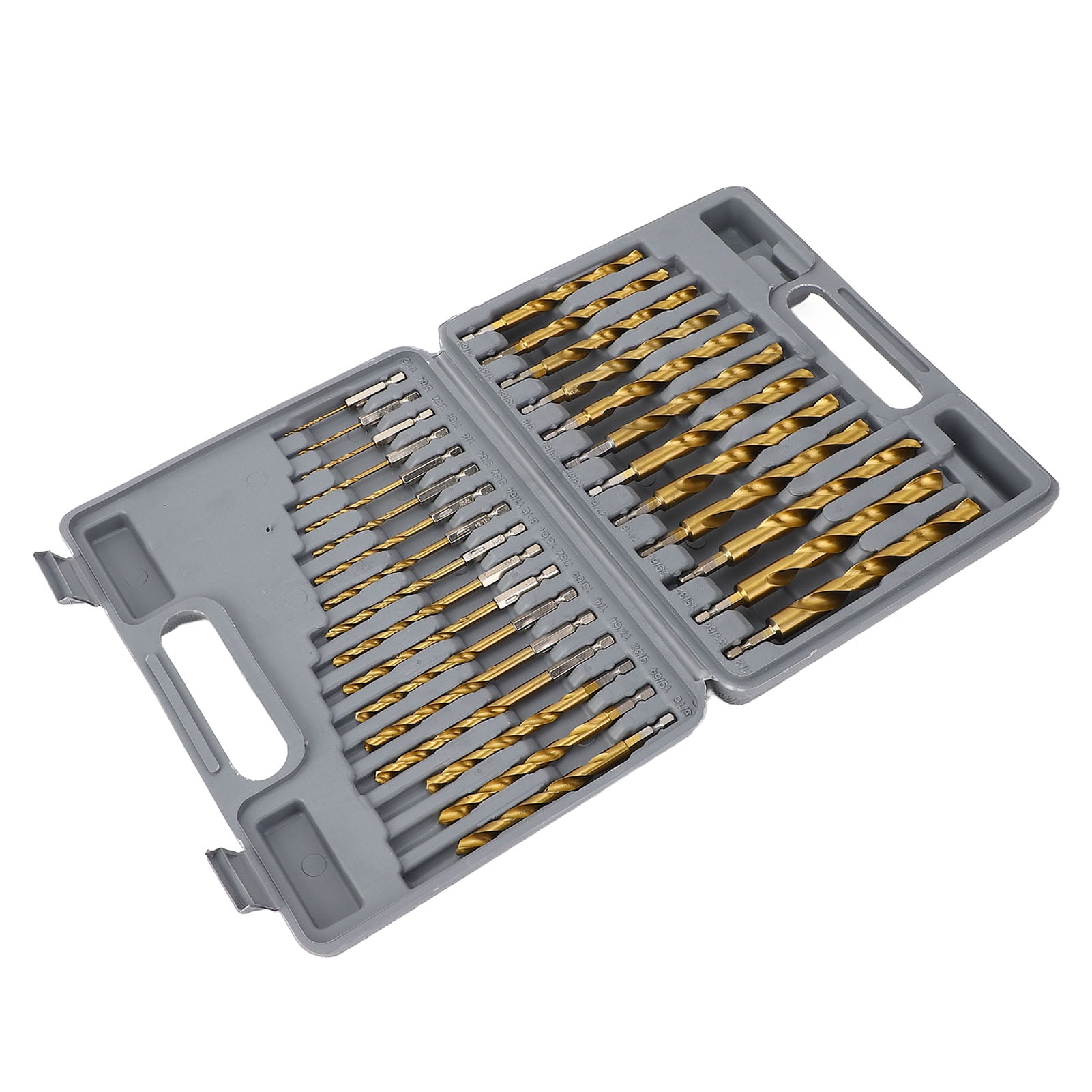 YAHHU 39-Piece Twist Drill Bit Set Ti Coated HSS 1/4 Inch Hex Shank 5/64 to 1/2 Inches (1.98-12.7 mm) Impact Bits with Limit Rings and Storage Box for Wood Metal Plastic