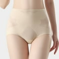 thumbnail image 4 of VISALY, High Waist Ice Silk Belly Lifting Buttocks, Womens Panties High Waisted Demifill Teen Girls Period Underwear Cotton Soft Women Panties Womens Silk Panties butt lifter panties, Beige,XL, 4 of 10