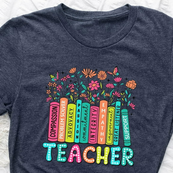 Sam Soft Groovy Teacher Shirt With Flowers. Teacher Tshirt, Teacher Shirt, Gift for Teacher, Teacher Tee, Teacher with Flowers.Full Size S-5XL