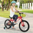 thumbnail image 2 of Costway Vélo pour Enfants 18 Pouces à DEL avec Siège Ajustable, Frein à Rétropédalage, Roues Stabilisatrices, Rouge, 2 of 10
