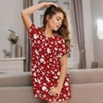 thumbnail image 3 of Vsdgher Chemise de Nuit Rouge de Noël pour Femmes à Manches Courtes Col Rond Mignonne Robe de Nuit Confortable à Volants, 3 of 6