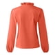 thumbnail image 4 of Ploknplq Elbow Length Tee Shirts for Women,Gradient Shirt,Tunic Tee,V-Neck Casual Short Print Sleeve T-Shirt Top Solid Ruffle Blouse,3/4 Sleeve Tunic Tops for Women,Top for Women Orange M, 4 of 7