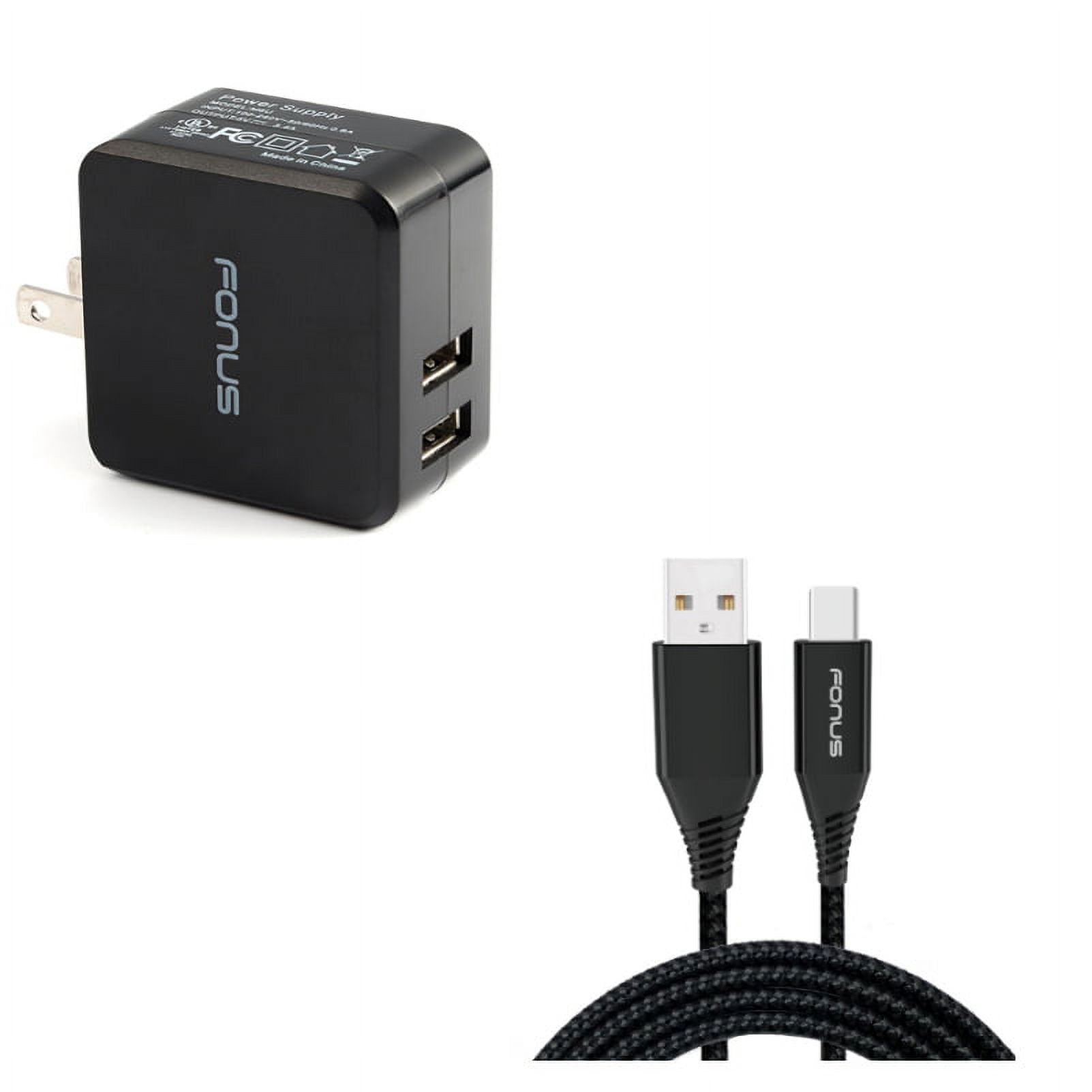 Power Cord Type-C 6ft USB Cable w 2-Port USB 17W Home Charger V6V for Samsung Galaxy Tab S5e 10.5 S4 10.5 Note 10 Plus A 10.1 (2019) Fold A20 A10e - Sony Xperia 5 10 Plus 1