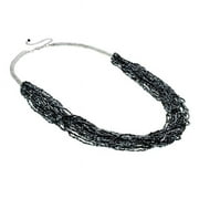 J&H Designs 4975-N Antiqued Rhodium-plated Mutli-strand Seed Bead Necklace