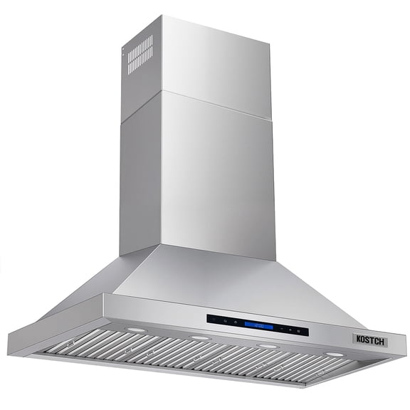 KOSTCH 48 inch Convertible Ducted Wall-Mount Range Hood, 1200 CFM Kitchen Vent Hood with 3 Speed Exhaust Fan & LED Light, Kitchen Range Hood with Touchscreen Control Panel & Remote Control