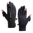 thumbnail image 4 of Guantes de ciclismo para hombre Q247 para deportes al aire libre, antideslizantes, con forro polar, gruesos, con fugas, con pantalla táctil de dos dedos, cálidos guantes de ciclismo de invierno, 4 of 4