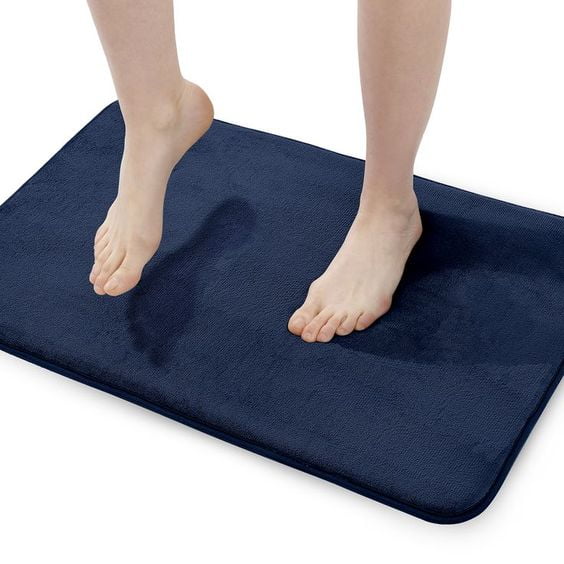 Walensee Memory Foam Bath Rug, 17'x24', Navy, Non Slip Bathroom Mat, Machine Wash