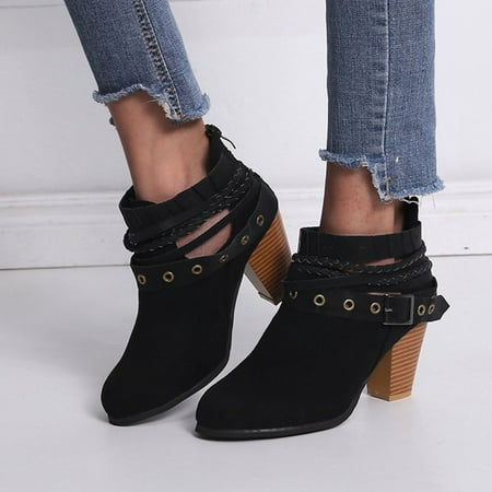 

OKBOP Women s Low-heeled Ankle Boots-Comfort Fashion Womens Rain Boots Christmas Dress Shoes for Women Warm Winter Womens Boots Clearance