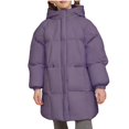 thumbnail image 2 of ATOGUTA Girls Puffer Coat Long Quilted Puffer Jacket Warm Hooded Parka Snow Coats Size 3T-13 Purple, 2 of 6