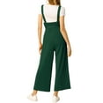 thumbnail image 4 of MODA NOVA Juniors Button Front High Waist Belted Straight Fit Overall Jumpsuit Dark Green XS, 4 of 7