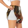 thumbnail image 1 of Balery Haystack Meditating Cat Pantalones cortos deportivos para mujer con forro y dos bolsillos, elásticos, para entrenamiento, gimnasio, yoga-Small, 1 of 7