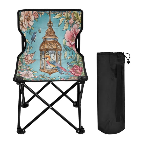 YAZAOO Camping Chairs Modern Floral Lantern with Birds Pattern Folding chair