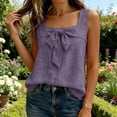 thumbnail image 7 of Kilaqueen Womens Bow Tie Front Tank Tops Summer Dressy Solid Color Square Neck Sleeveless Tunic Blouses Lightweight Loose Fit Casual Going Out Cami Gauze Shirts, 7 of 7