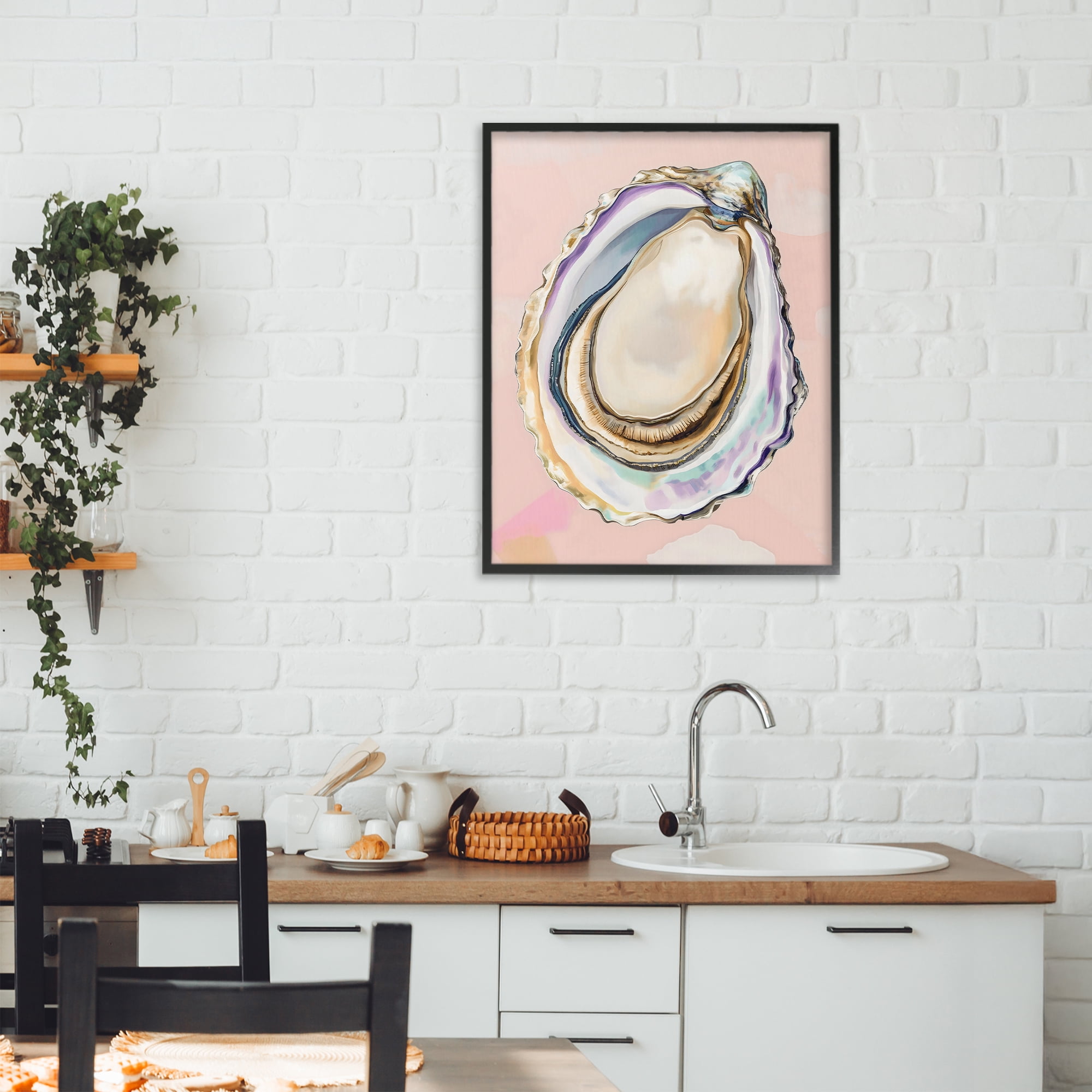 Stupell Industries Pink Oyster Shell Elegance Black Framed Giclee Art, design by The Prints Vibe