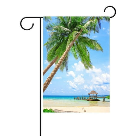 POPCreation Tropical Palm Tree Garden Flag Summer Sea Beach Sand Outdoor Flag Home Party 28x40 inches
