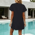 thumbnail image 7 of Ruimatai Women's Notch V-Neck Flare Sleeve Wrap Front A-Line Casual Mini Dresses for Women Everyday & Office Wear, 7 of 7