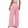 thumbnail image 5 of YuXingFu Womens Solid Tie Wide Leg Long Pants Pink XL, 5 of 7