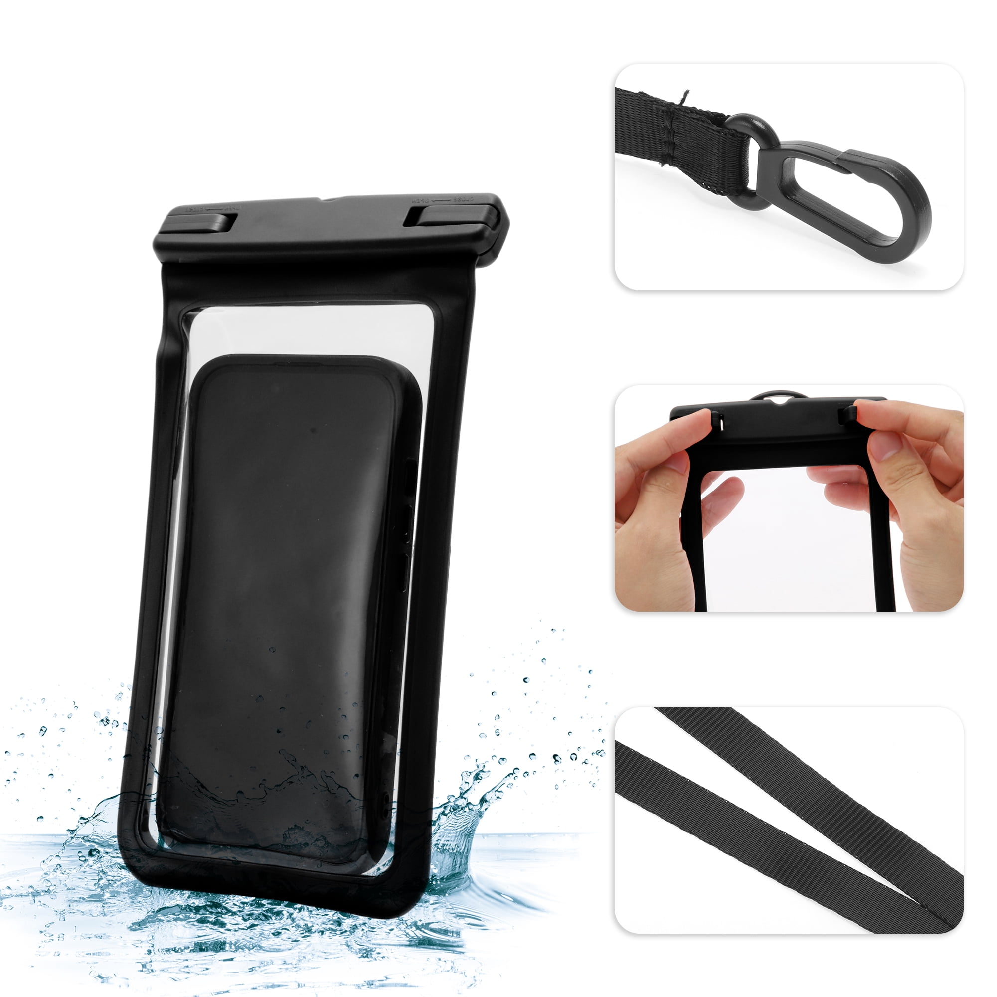 Unique Bargains 2 Pcs Mobile Bag Waterproof Case Compatible for Phone 4.53x8.27 Black
