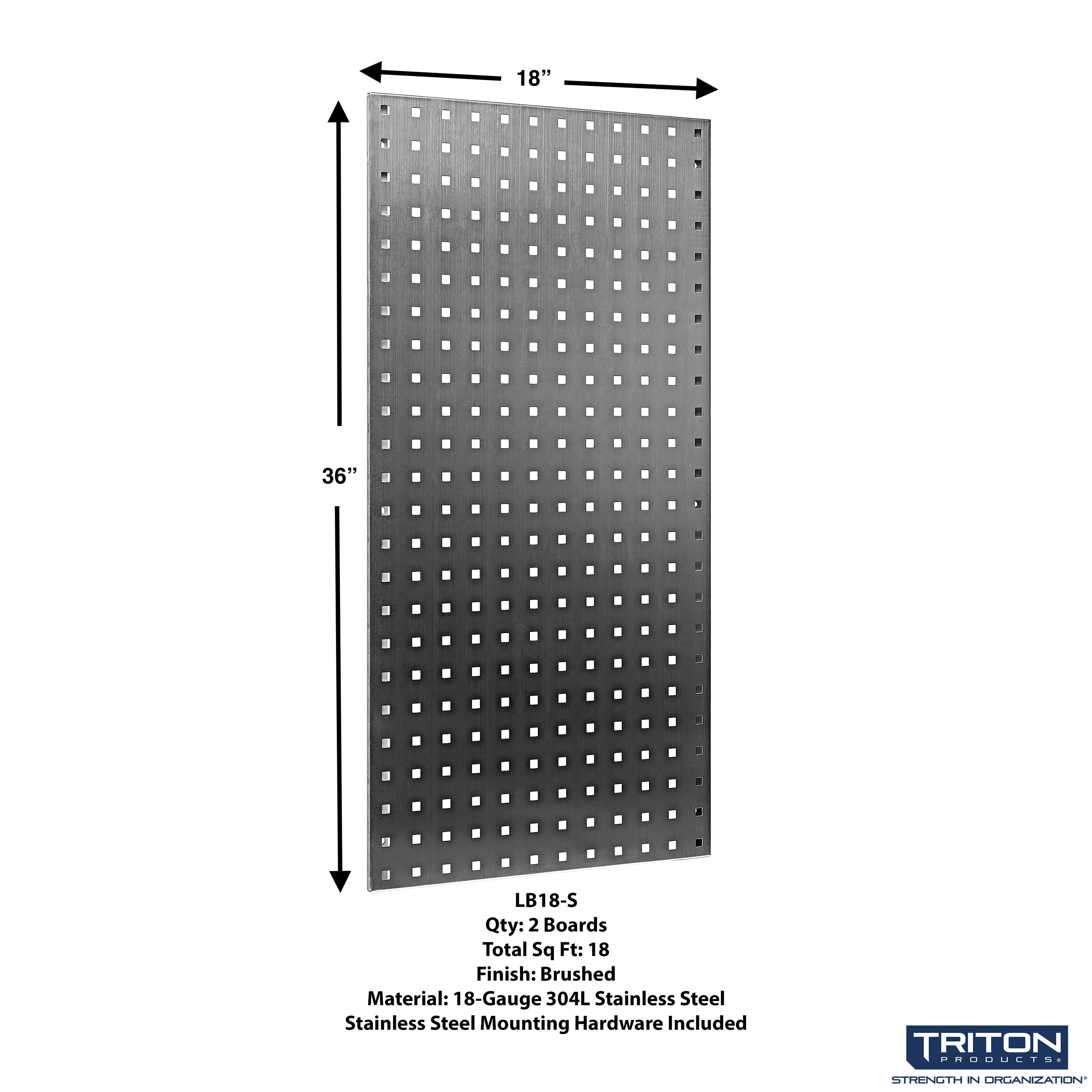 Triton Products® LOCBOARD LB18-SKit Pegboard,Square,36 in. H x 18 in. W,PR