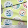 thumbnail image 2 of Soimoi Velvet Fabric Circle,Fish & Cute Animals Patchwork Print Fabric by Yard 58 Inch Wide, 2 of 3